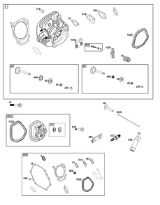 Cylinder Head Group Diagram and Parts List for 25U135-0002-G1 200000 - 399999 Briggs and Stratton Engine